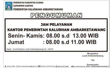 Jam Pelayanan Kalurahan Ambarketawang Selama Bulan Ramadhan